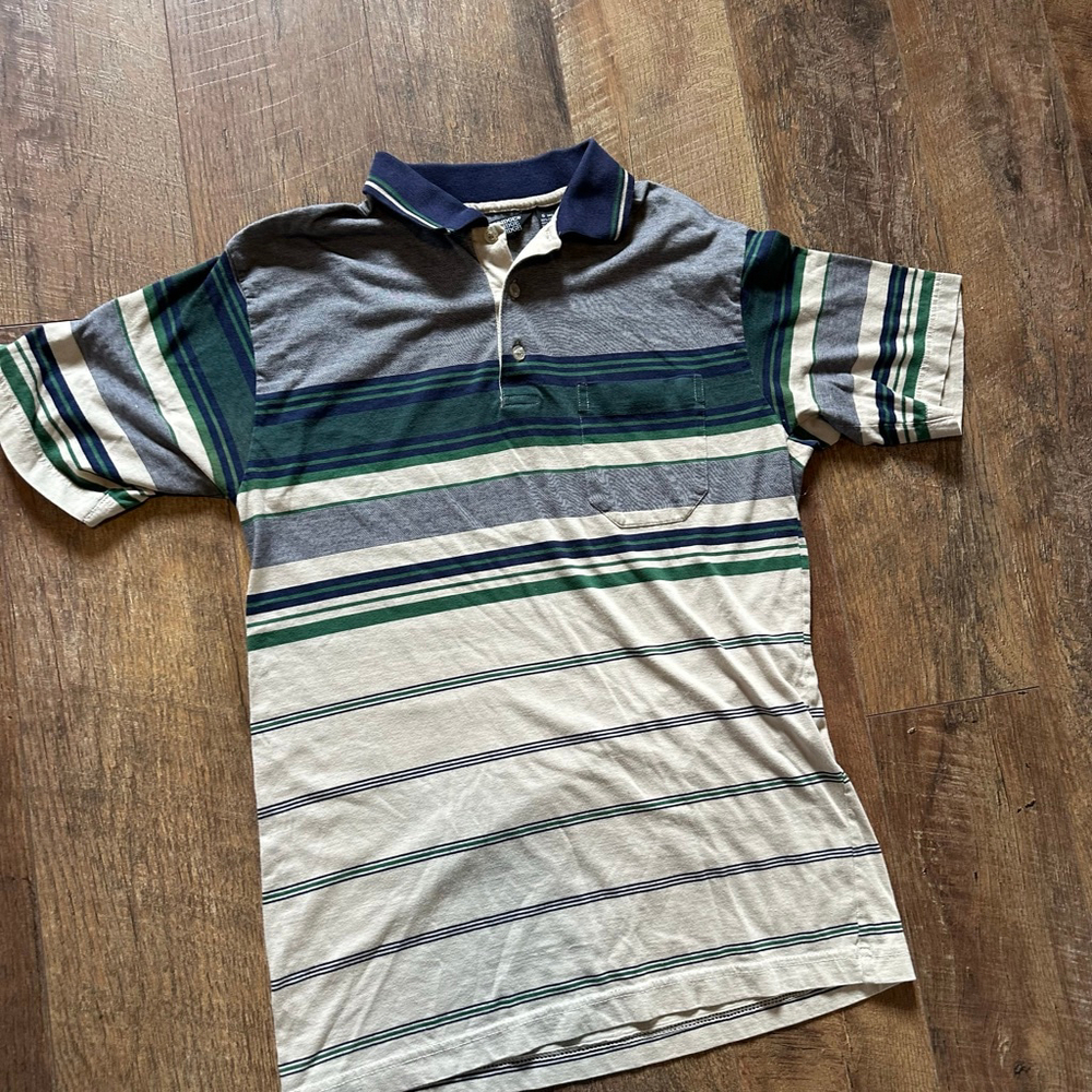 Men's Knightsbridge Polo Shirt S Gray Green Striped